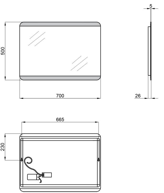 Q-Tap Tern 700х500 (QT177812085070W) Габаритные размеры