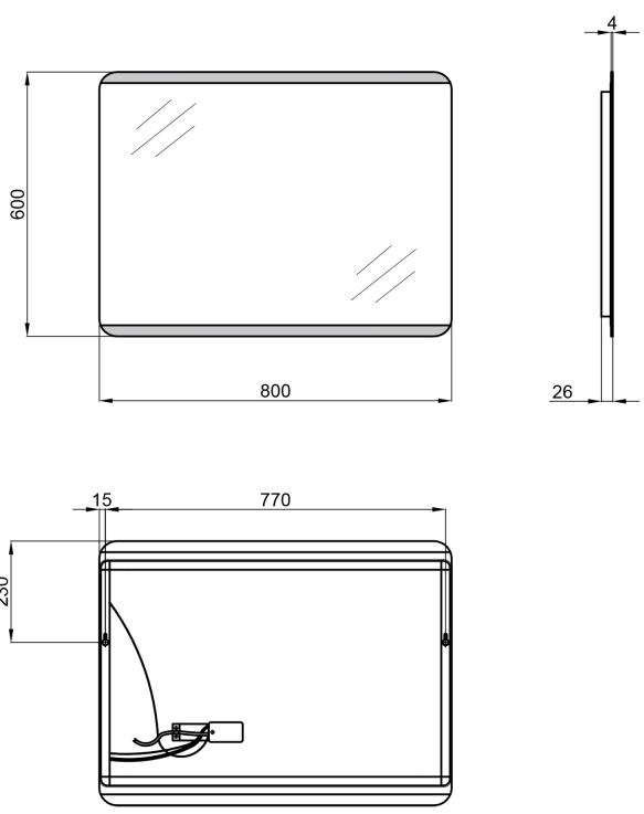 Q-Tap Tern 800х600 (QT177812086080W) Габаритні розміри