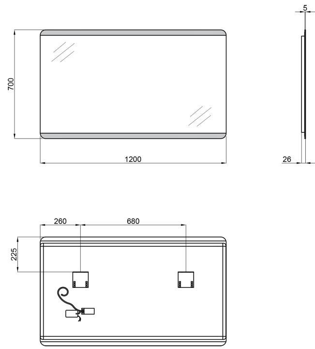 Q-Tap Tern 1200х700 (QT1778120870120W) Габаритные размеры