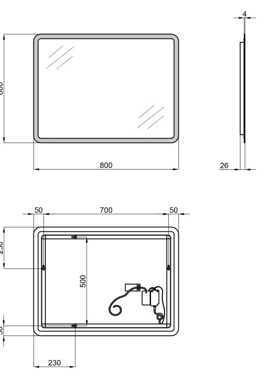 Q-Tap Tern 800х600 (QT177814276080W) Габаритные размеры