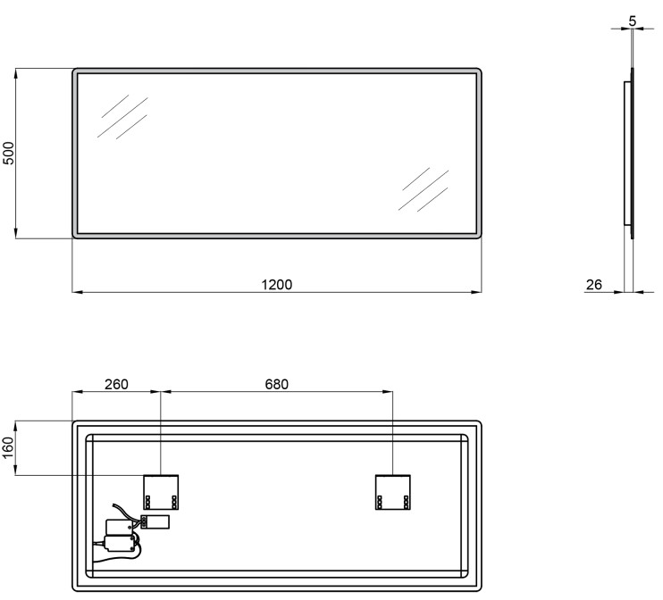 Q-Tap Tern 1200x500 (QT1778140450120W) Габаритные размеры