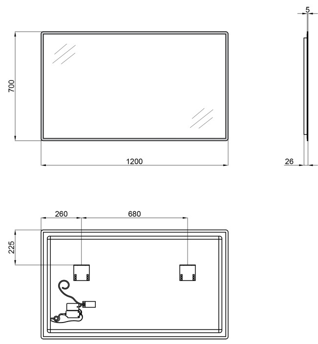 Q-Tap Tern 1200х700 (QT1778140470120W) Габаритні розміри