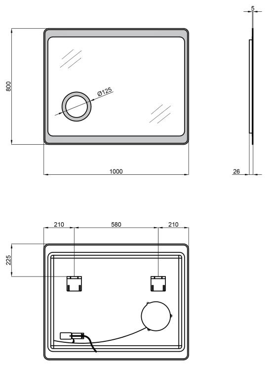 Q-Tap Aquarius 1000х800 (QT2178141980100W) Габаритні розміри