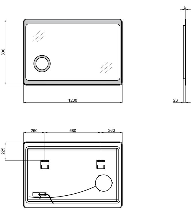 Q-Tap Aquarius 1200х800 (QT2178141980120W) Габаритні розміри