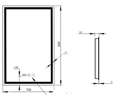 Q-Tap Mideya 700х800 (QT2078DCF7080W) Габаритные размеры