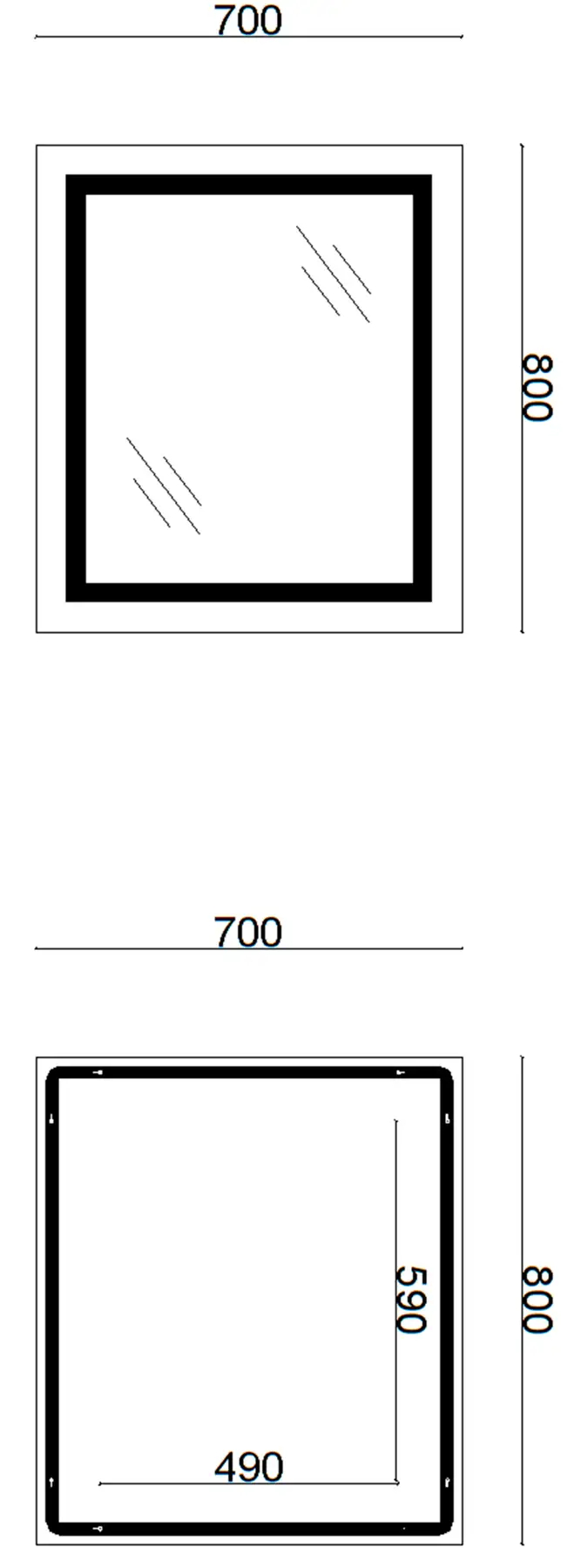 Lidz Kubis 700х800 (LD78LF9048070) Габаритні розміри