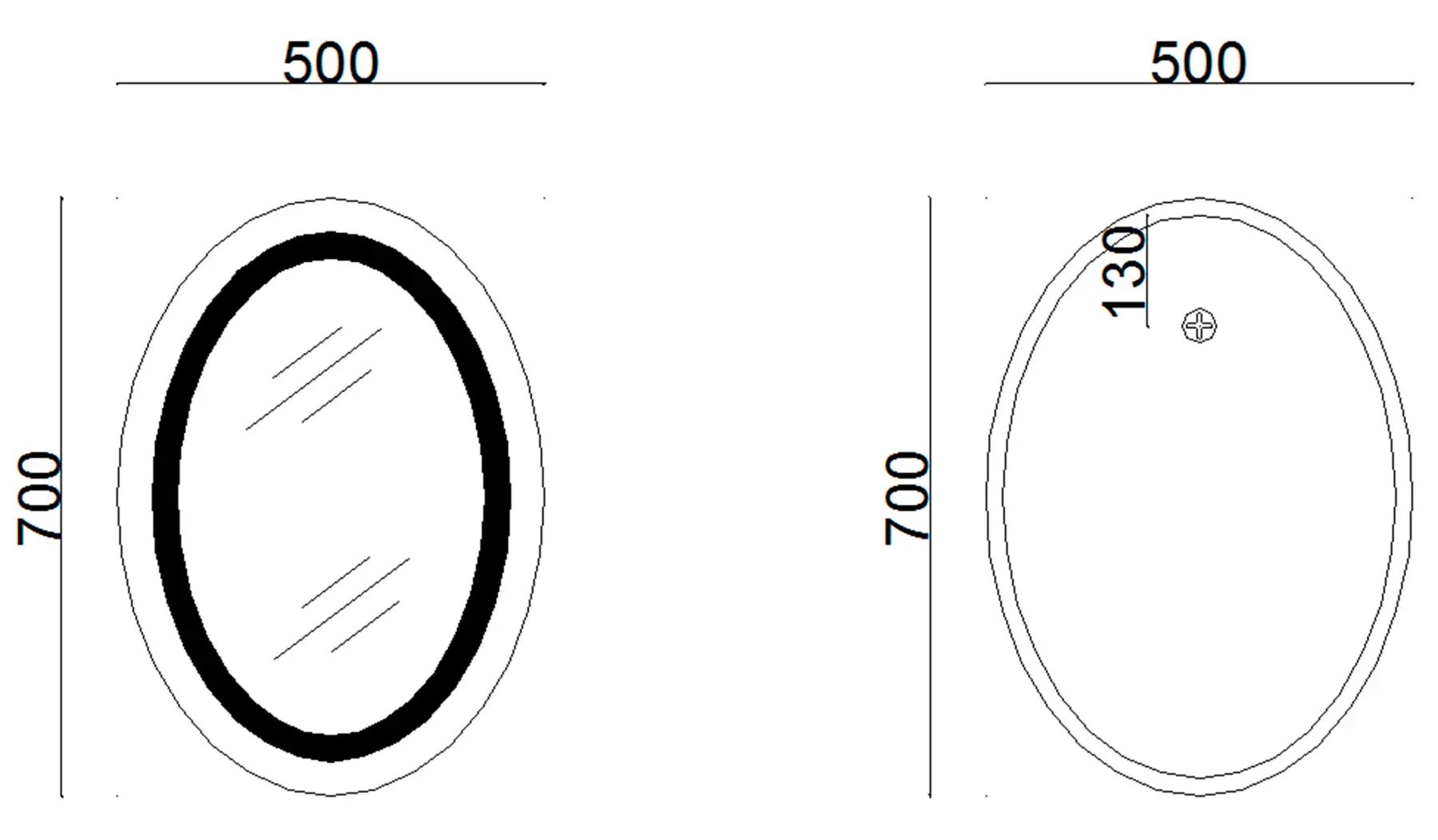 Lidz Vida 700х500 (LD78LF5070) Габаритные размеры