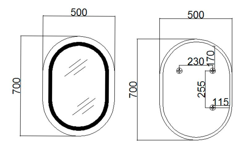 Q-Tap Gemini 500х700 (QT2578R5070) Габаритні розміри