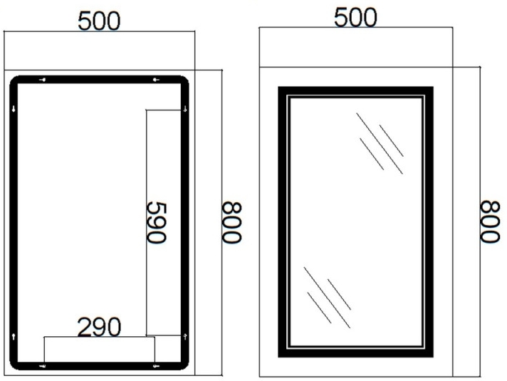 Q-Tap Cardinal 500х800 (QT0478C5080) Габаритные размеры