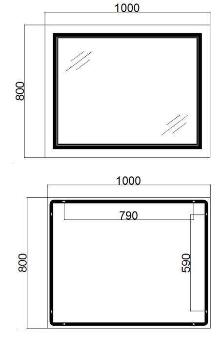 Q-Tap Cardinal 1000х800 (QT0478C10080) Габаритные размеры