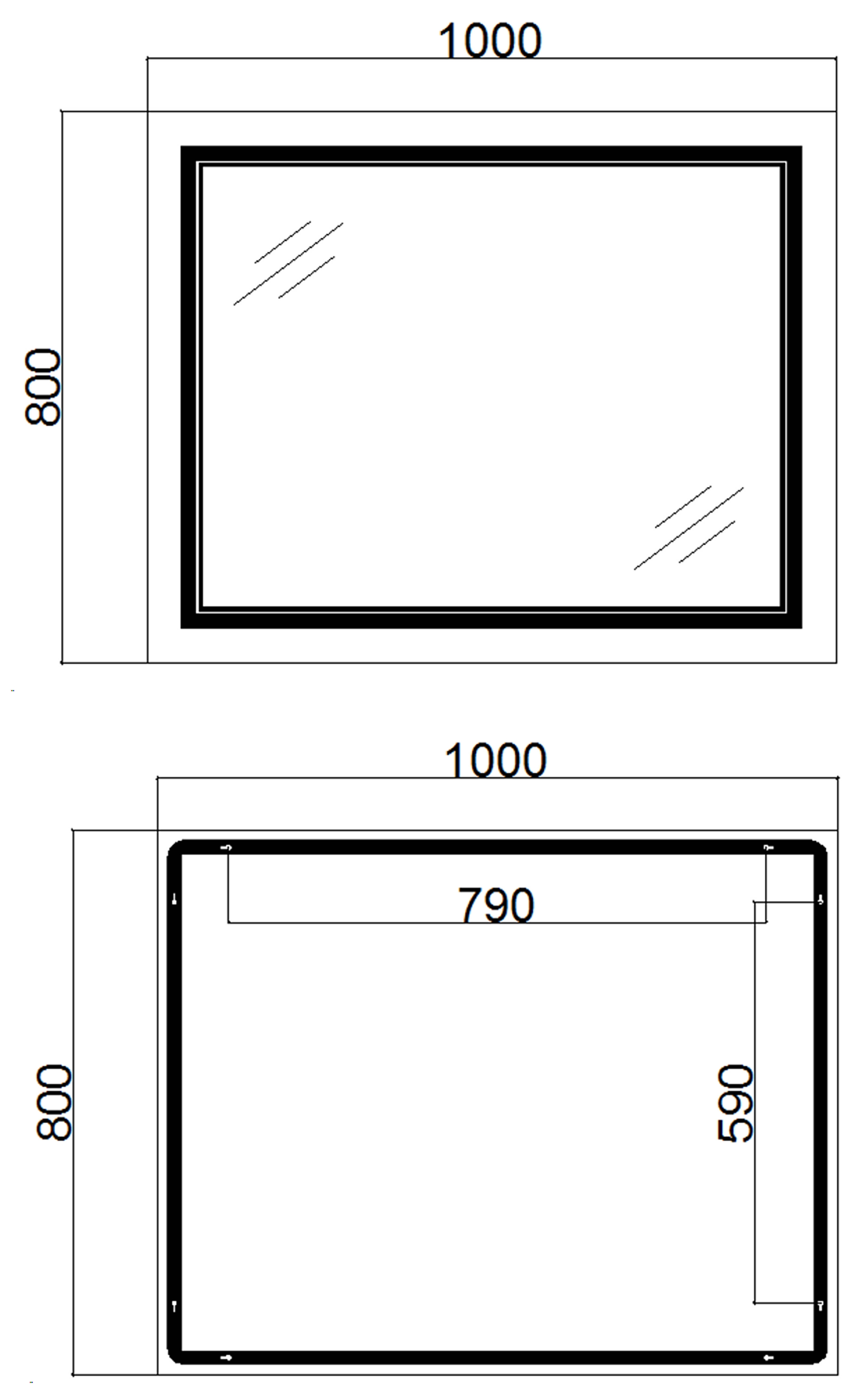 Q-Tap Cardinal 1000х800 (QT0478C10080) Габаритні розміри