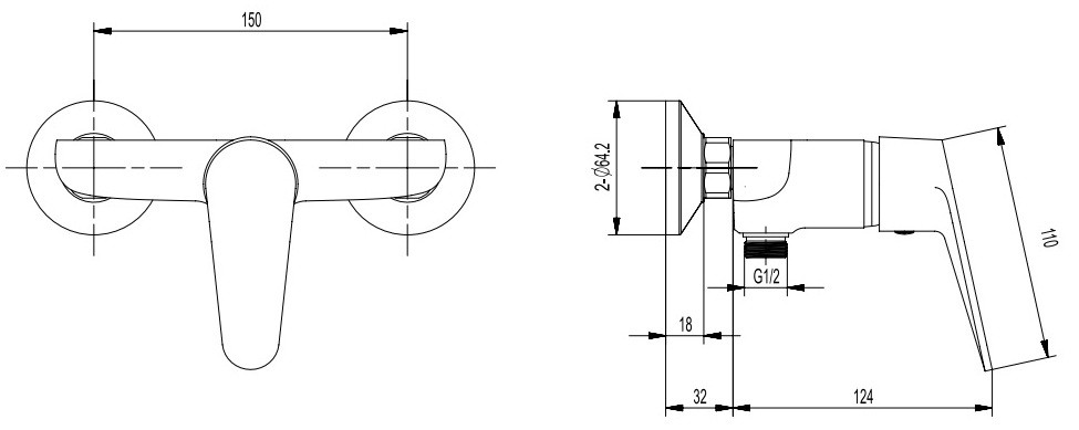 Kroner Mixie (43064B) хром Габаритні розміри