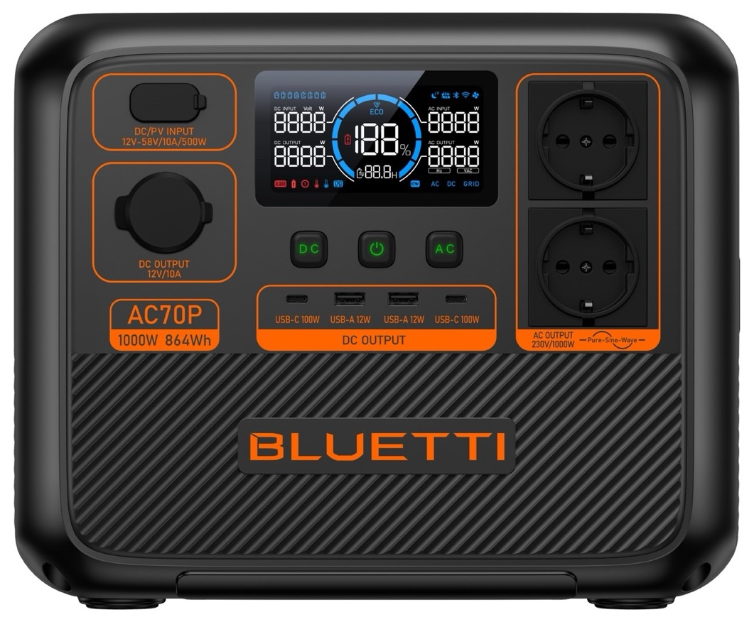 Портативная зарядная станция Bluetti AC70P 864Wh, 1000W