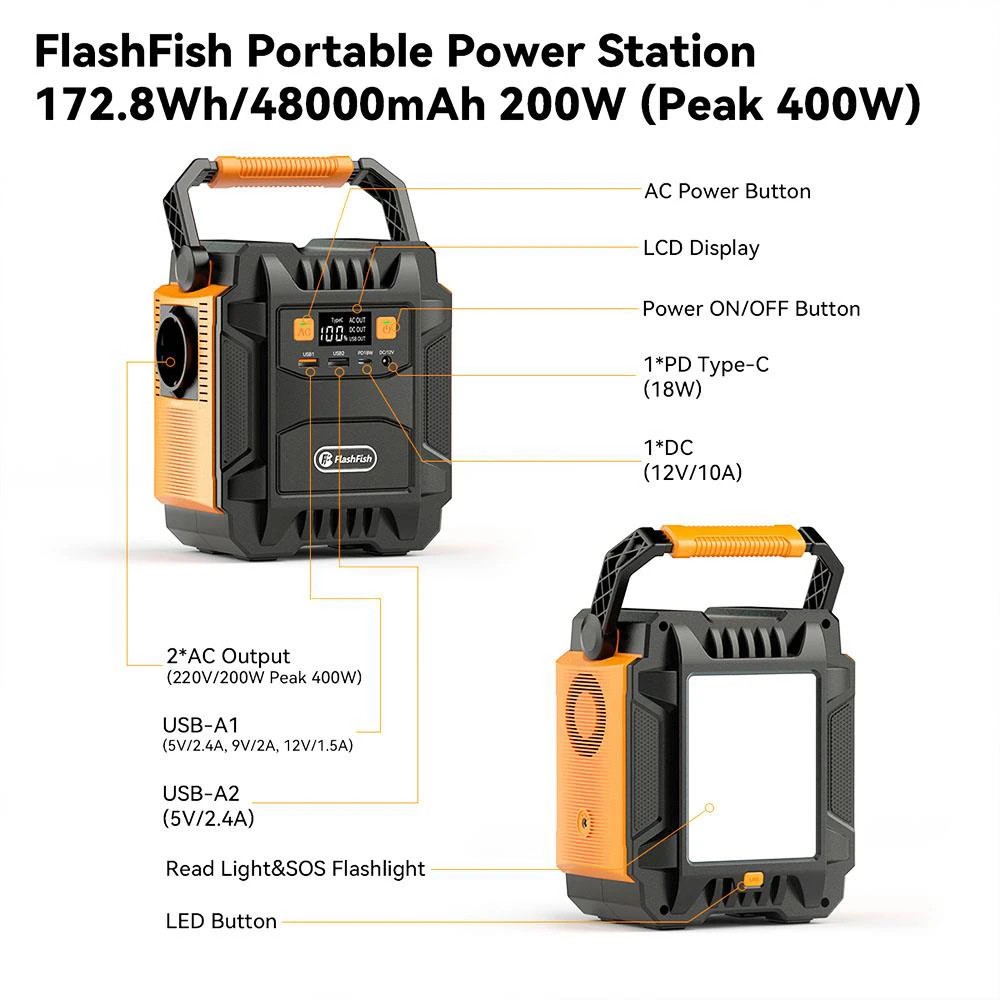 Портативная зарядная станция FlashFish A201, 200W (A201) цена 6290 грн - фотография 2