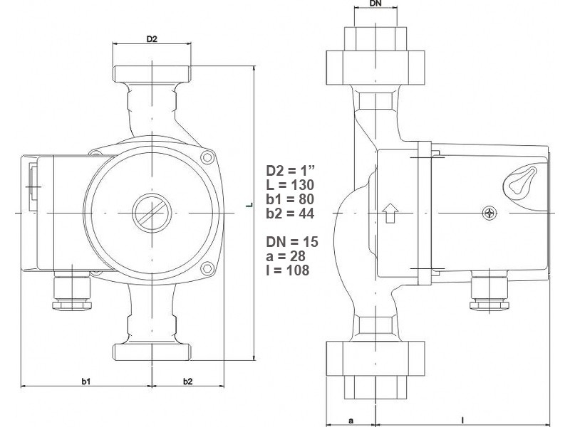 IMP Pumps GHN 25/40-130 (979521701) Габаритні розміри