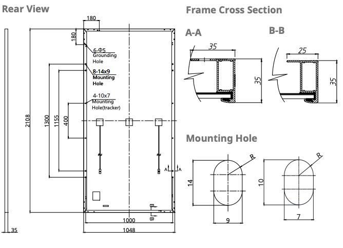 Canadian Solar CS3Y-460W mono Hiku Габаритные размеры