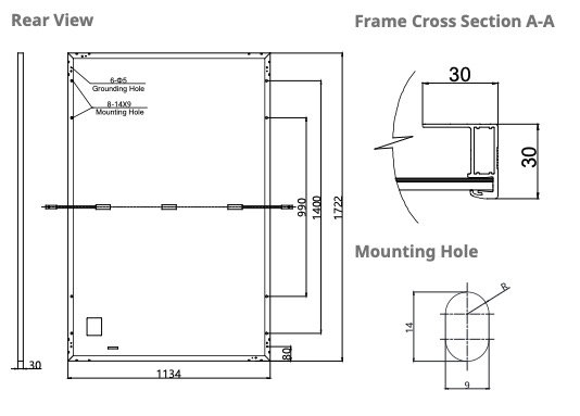 Canadian Solar CS6W 410W Mono Black Frame Hiku Mini 6 Габаритні розміри