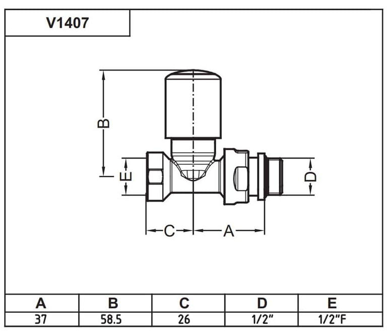 Carlo Poletti First 1/2 прямий Black matte (V140710EFS9005O) Габаритні розміри