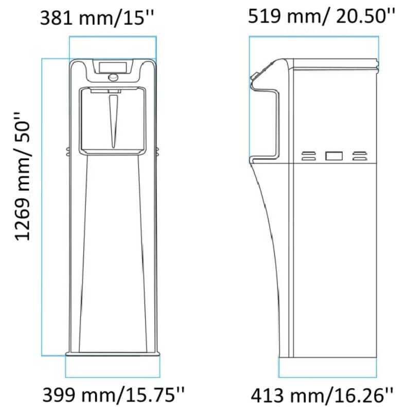 Waterlogic WL-7 Firewall (напольный) Габаритные размеры