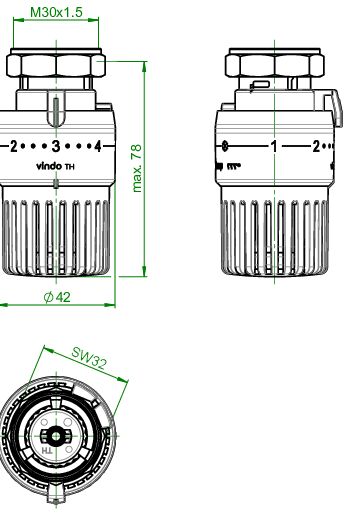 Oventrop vindo TH (М30х1,5) (1013066) Габаритні розміри