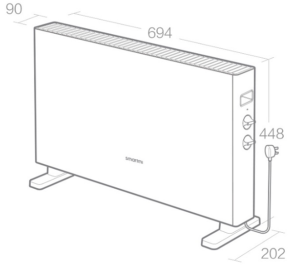 SmartMi Electric Heater 1S White (DNQ04ZM) Габаритні розміри