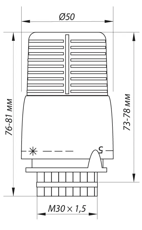 Koer KR.1332 M30x1.5 з виносним датчиком (KR2678) Габаритні розміри