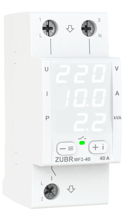 Реле напряжения с контролем тока Zubr MF2-40 в интернет-магазине, главное фото