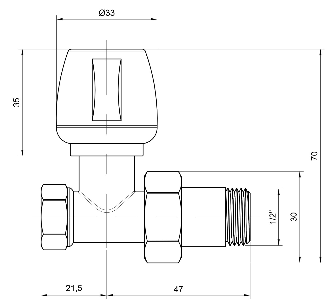 Icma 1/2" № 813 Габаритные размеры