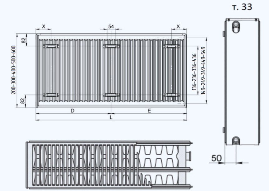 Terra Teknik 33K 300x600 Габаритні розміри