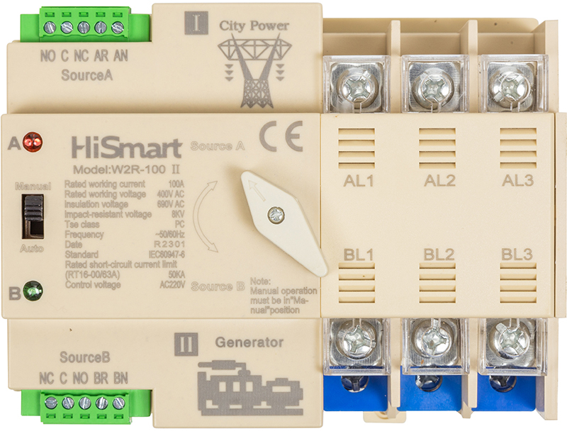 Автоматичне введення резерву HiSmart W2R-3P 220V 100A (HS082499) в інтернет-магазині, головне фото