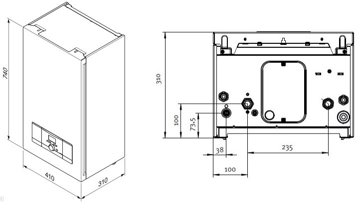 Vaillant eloBLOCK VE6/14 (10023682) Габаритные размеры