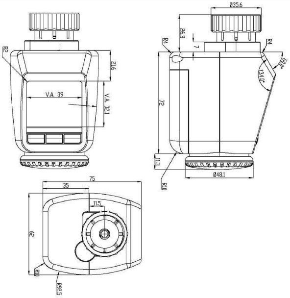 Herz ETKF 1825001 Габаритные размеры