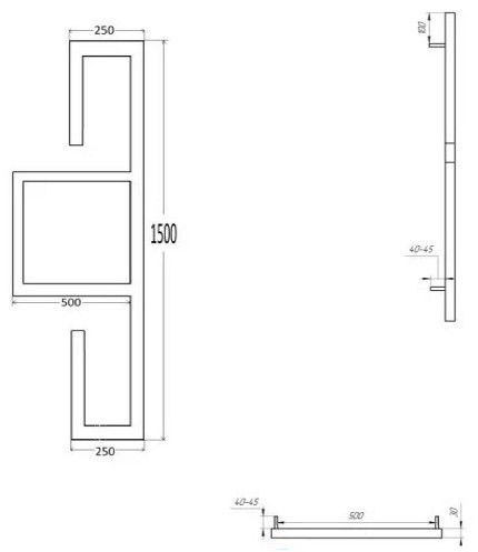 Genesis Aqua Artan 1500x500 (GA-101001) Габаритные размеры