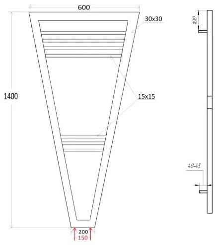 Genesis Aqua Catalina 1400x600 (GA-102001) Габаритные размеры