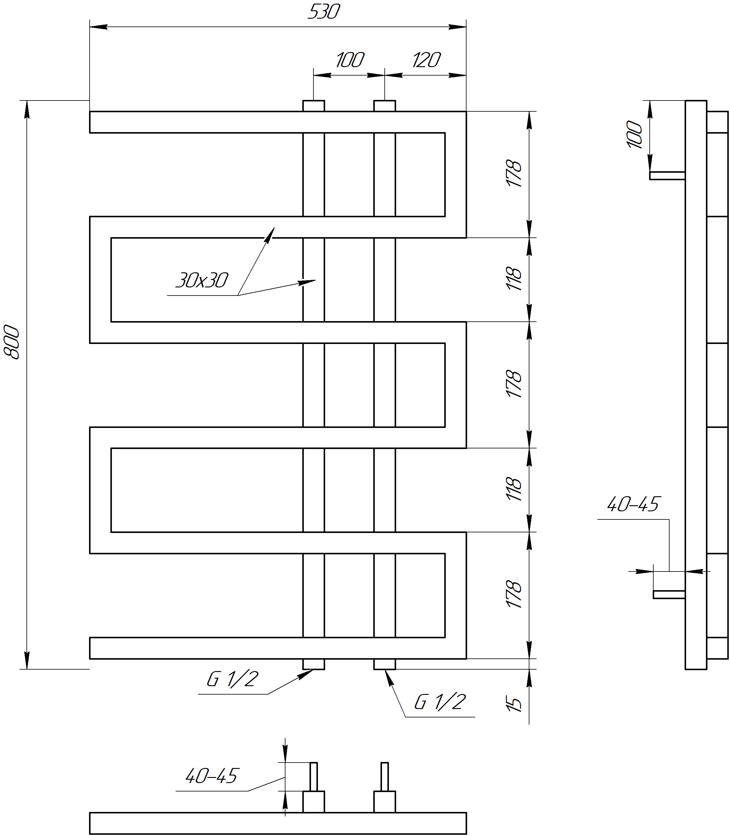 Genesis Aqua Dual 800x530x30 (GA-56004) Габаритные размеры