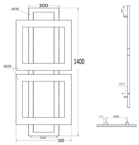 Genesis Aqua Graff 1400x500 (GA-105001) Габаритные размеры