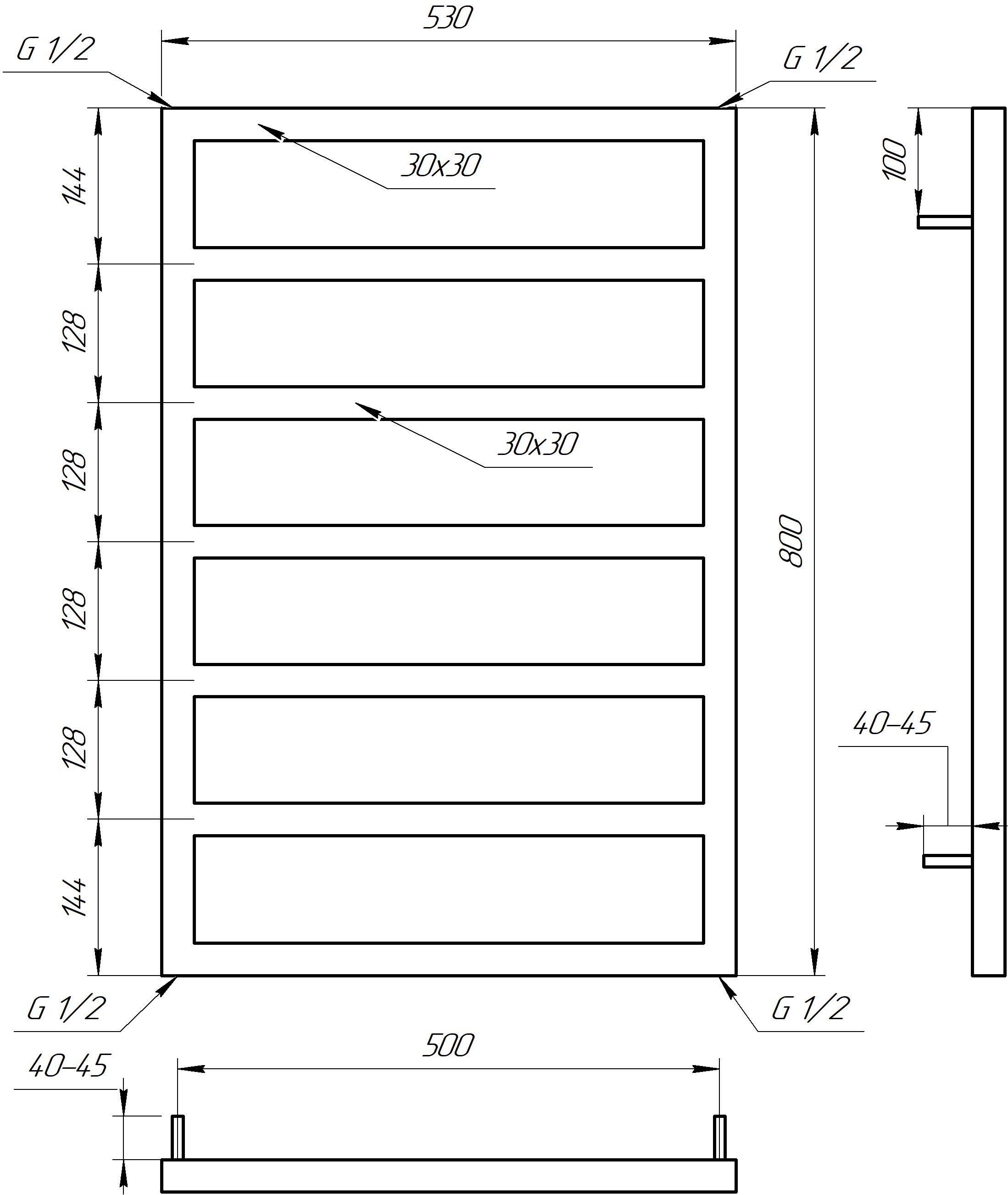 Genesis Aqua Jazi 800x530x30 (GA-54004) Габаритные размеры