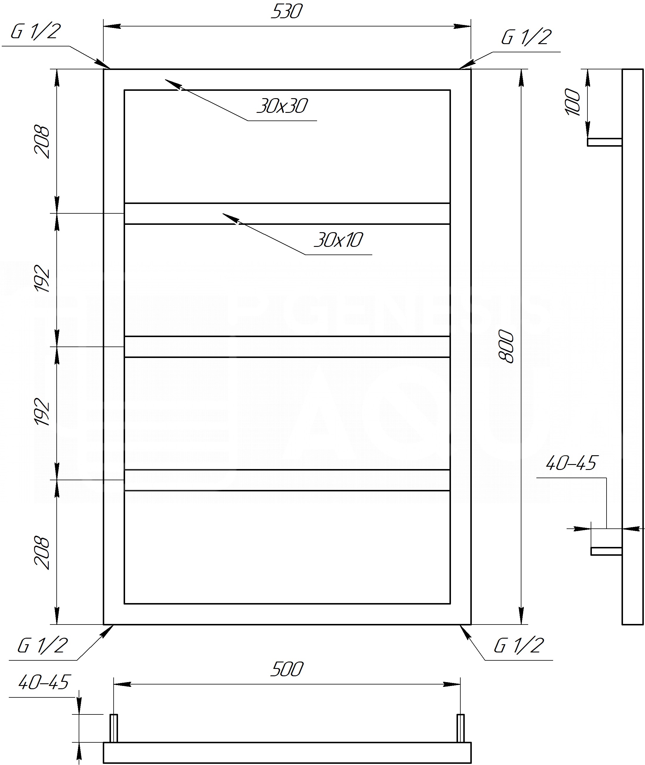 Genesis Aqua Mogiana 800x530x30 (GA-57004) Габаритні розміри