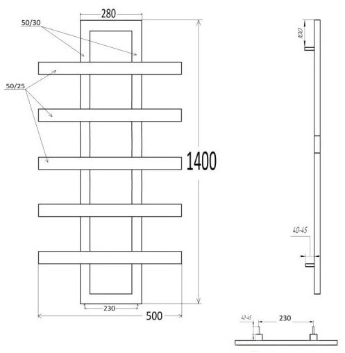 Genesis Aqua Teon 1400x500 (GA-111001) Габаритные размеры