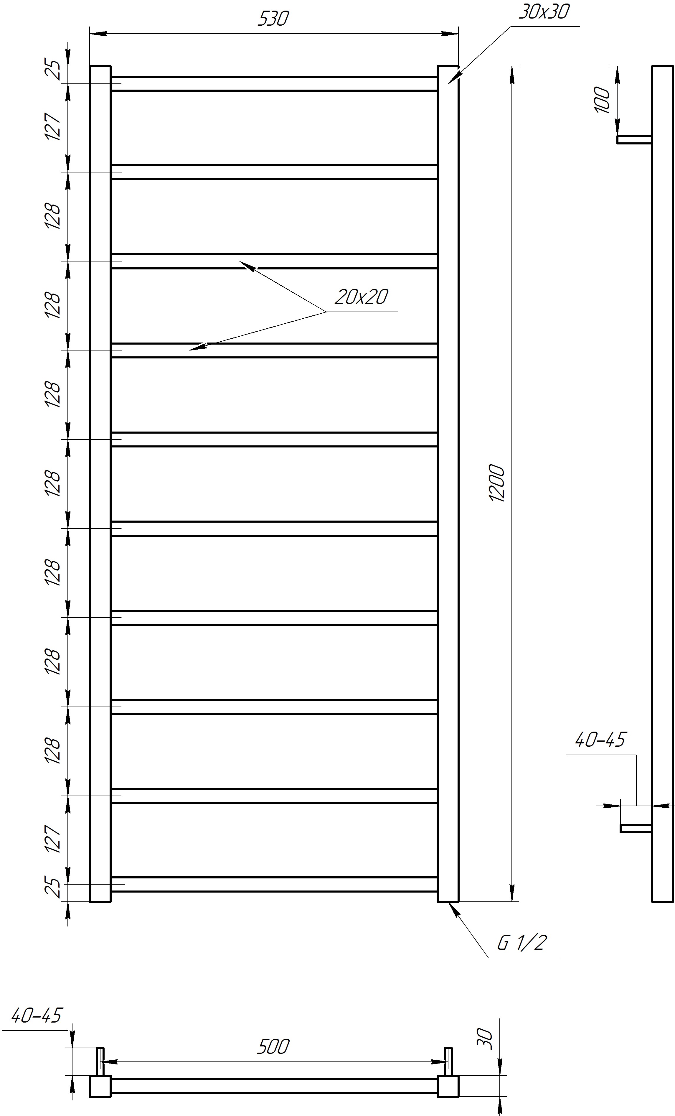 Genesis Aqua Terra 1200x530x30 (GA-1806) Габаритні розміри