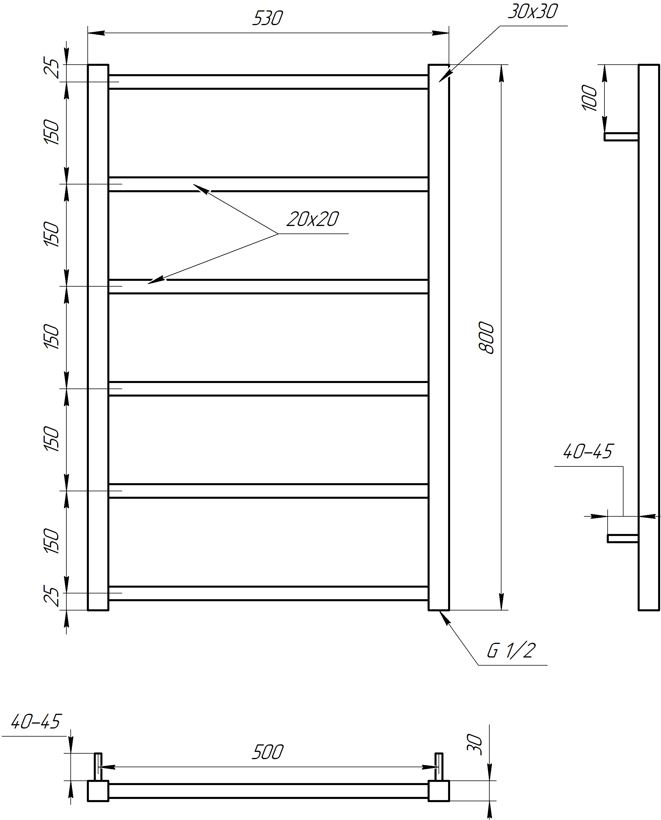 Genesis Aqua Terra 800x530x30 (GA-1804) Габаритні розміри