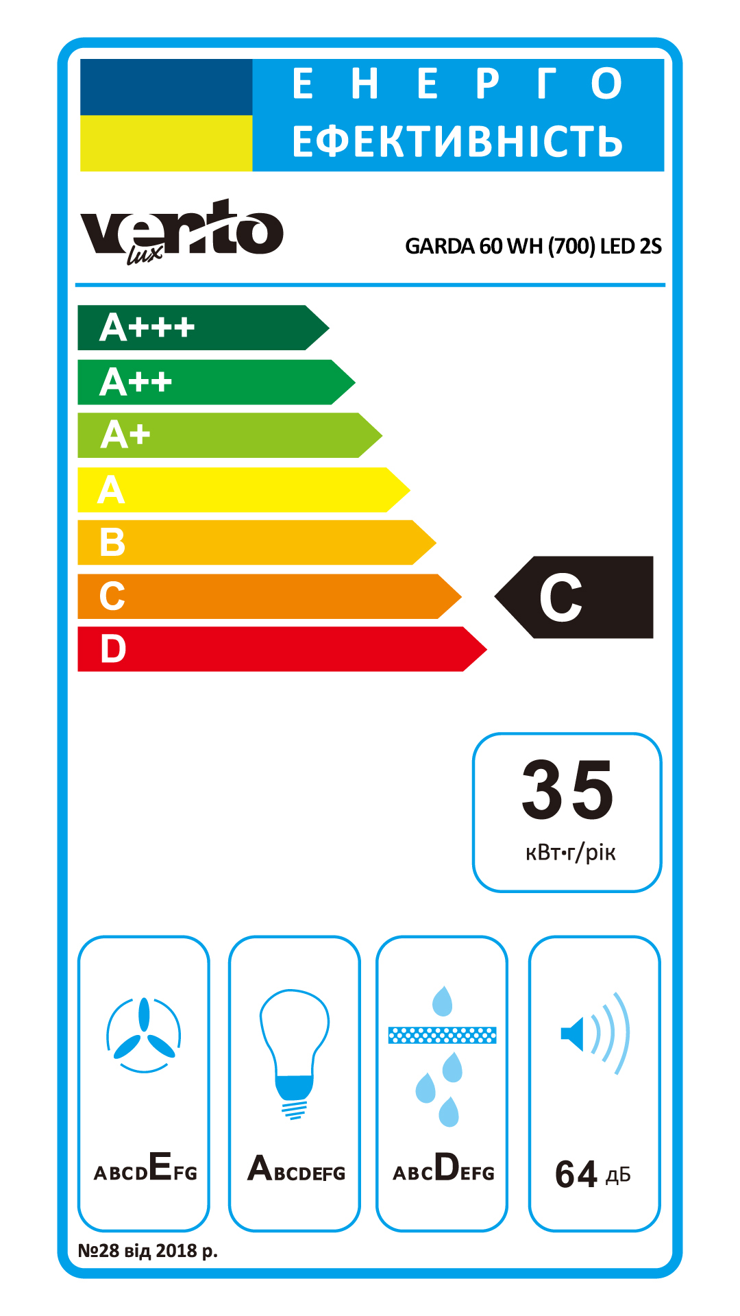 Кухонна витяжка Ventolux Garda 60 WH (700) LED 2S характеристики - фотографія 7