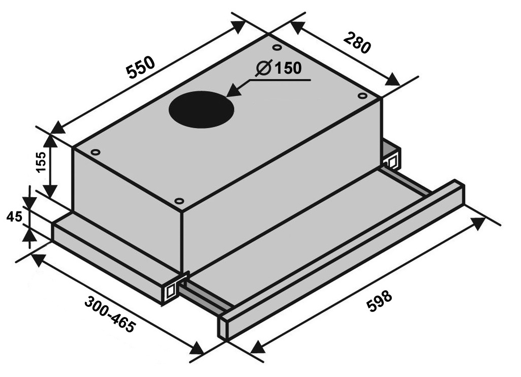 Ventolux Garda 60 WH (700) LED 2S Габаритні розміри