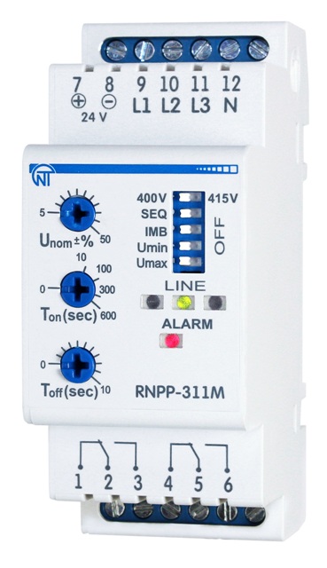 Трехфазное реле напряжения и контроля фаз Новатек Електро РНПП-311 М в интернет-магазине, главное фото