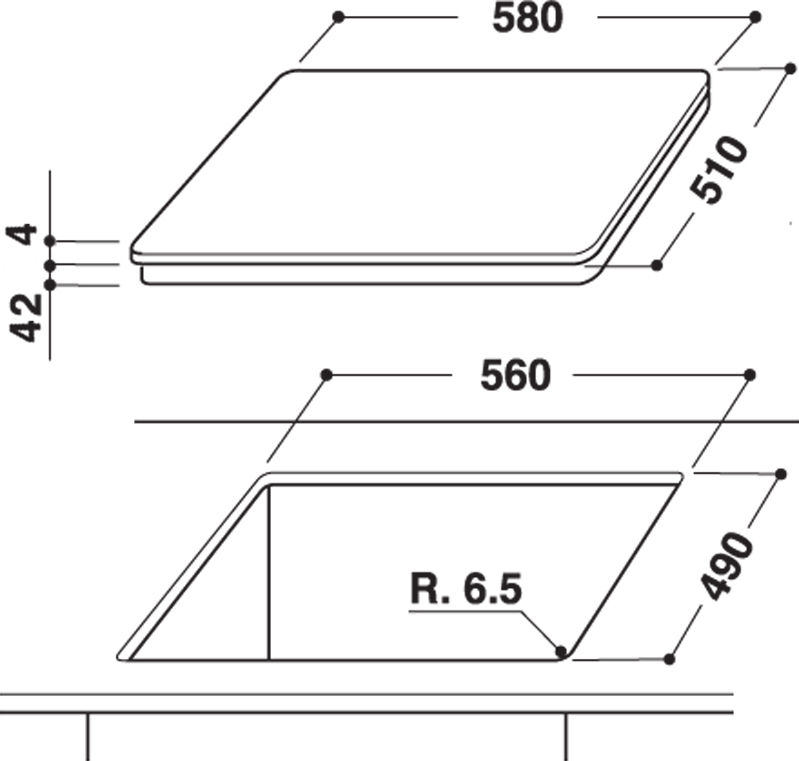 Whirlpool AKT 8130 BA Габаритні розміри