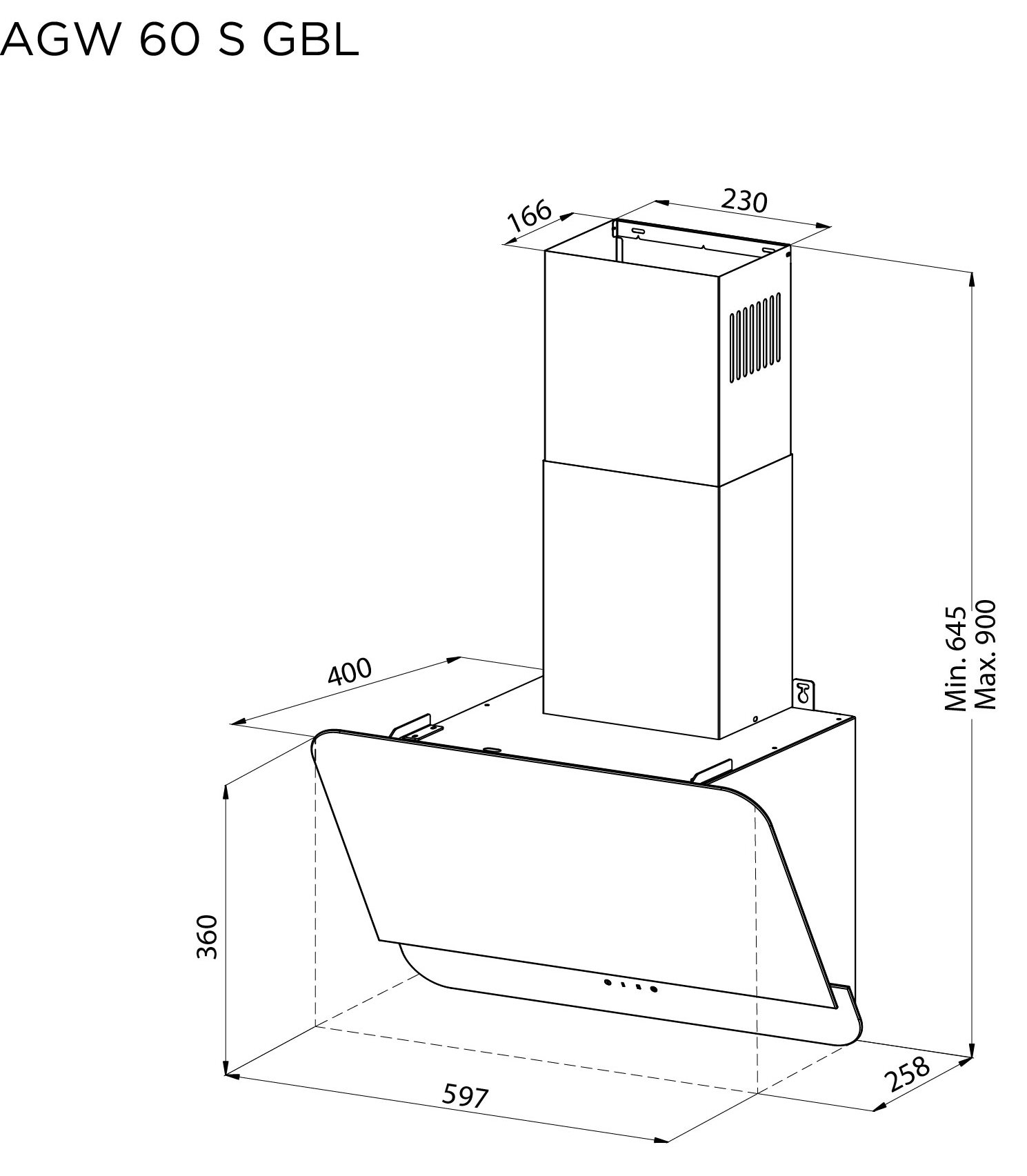 Pyramida AGW 60 S GBL Габаритные размеры