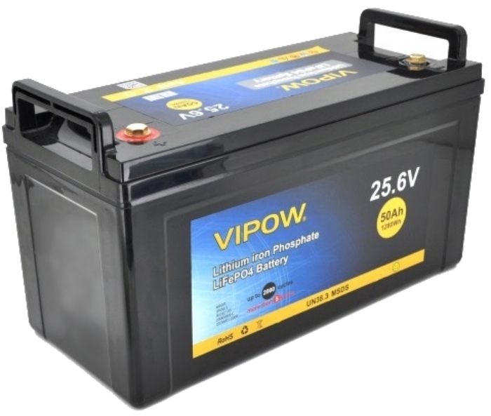 Характеристики аккумулятор Vipow LiFePO4 25,6V 50Ah (LiFePO4256-50/40)