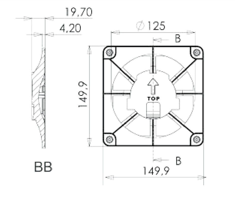 AirRoxy dRim 100 PS BB (01-061) + 100/125 Grill (02-300) + dRim Plexi білий глянець (01-160) Габаритні розміри