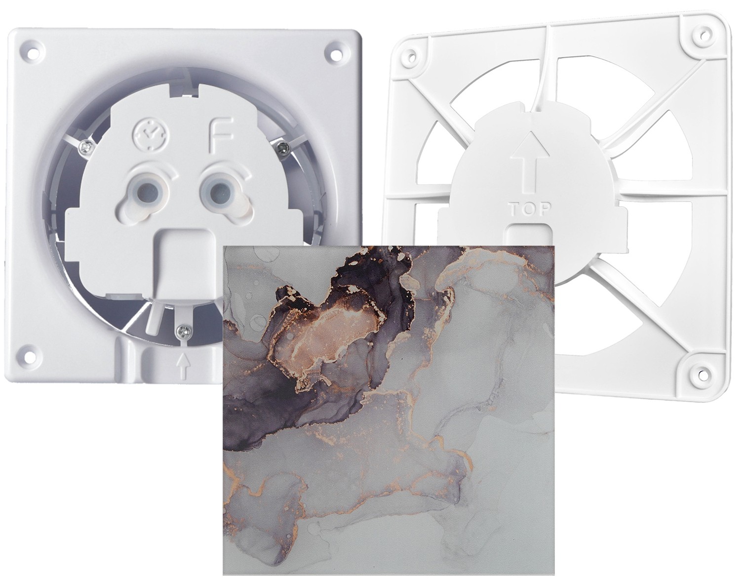 AirRoxy dRim 100 TS BB (01-062) + 100/125 Grill (02-300) + Marble Pink Gold Glass (01-188)
