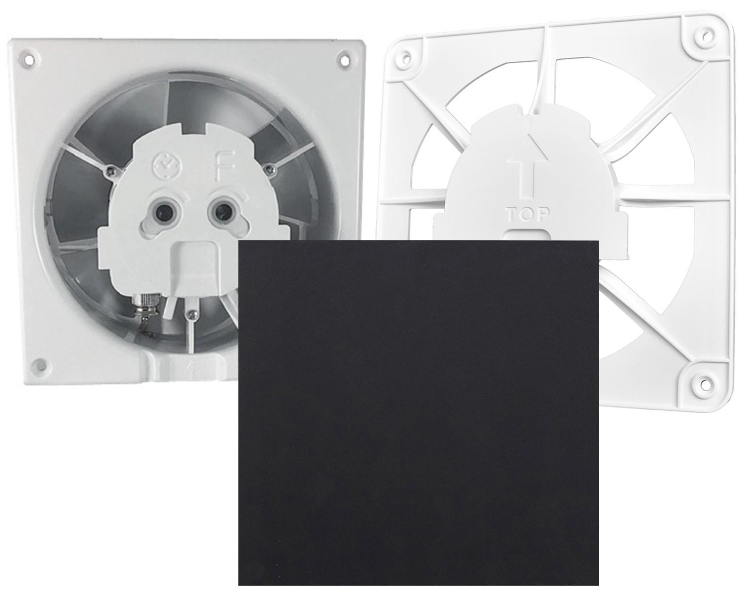Витяжний вентилятор AirRoxy dRim 100 DTS BB (01-063) + 100/125 Grill (02-300) + Black Mat Glass (01-174)